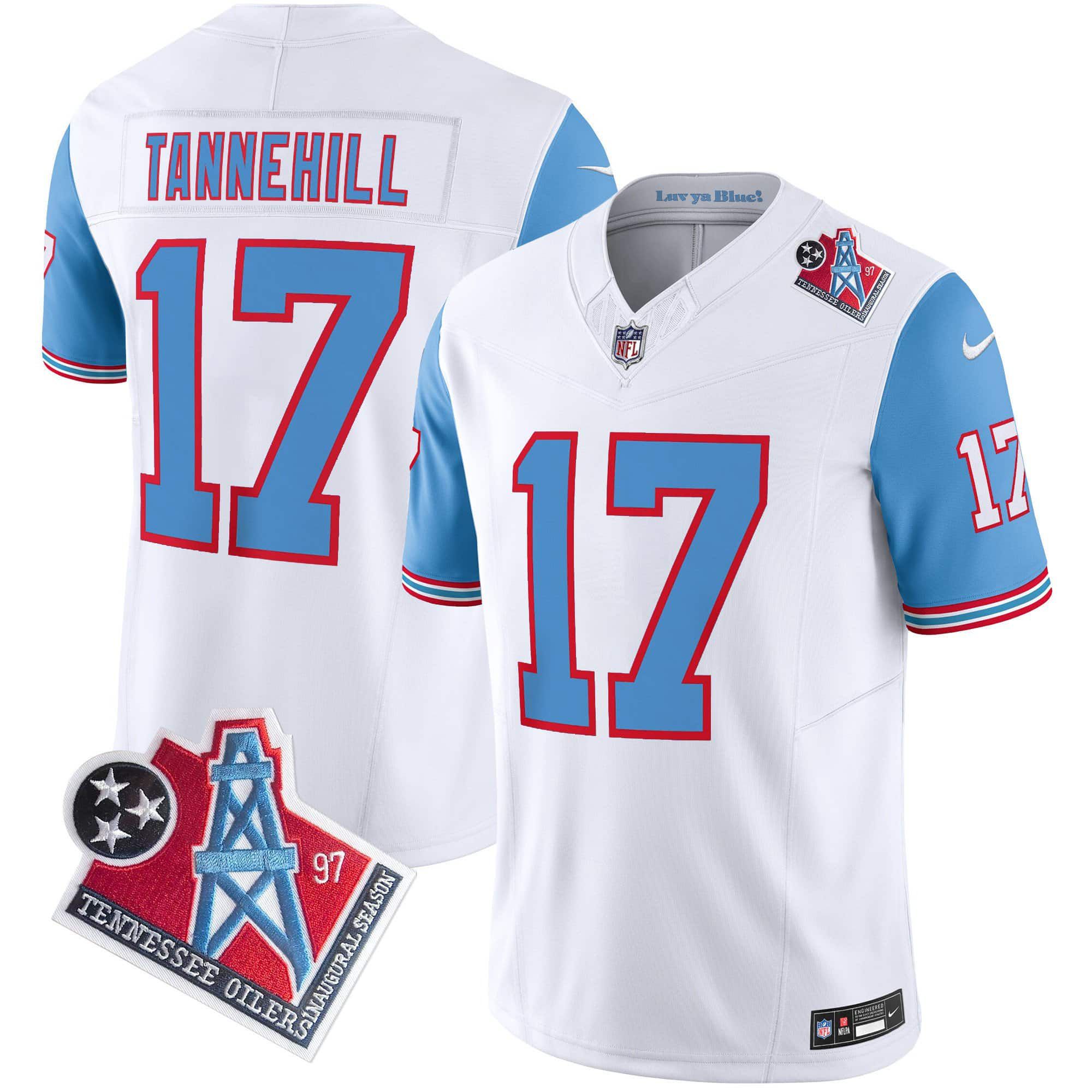 Men Tennessee Titans 17 Tannehill White 1997 Throwback 2024 Nike Limited Vapor NFL Jersey style 1